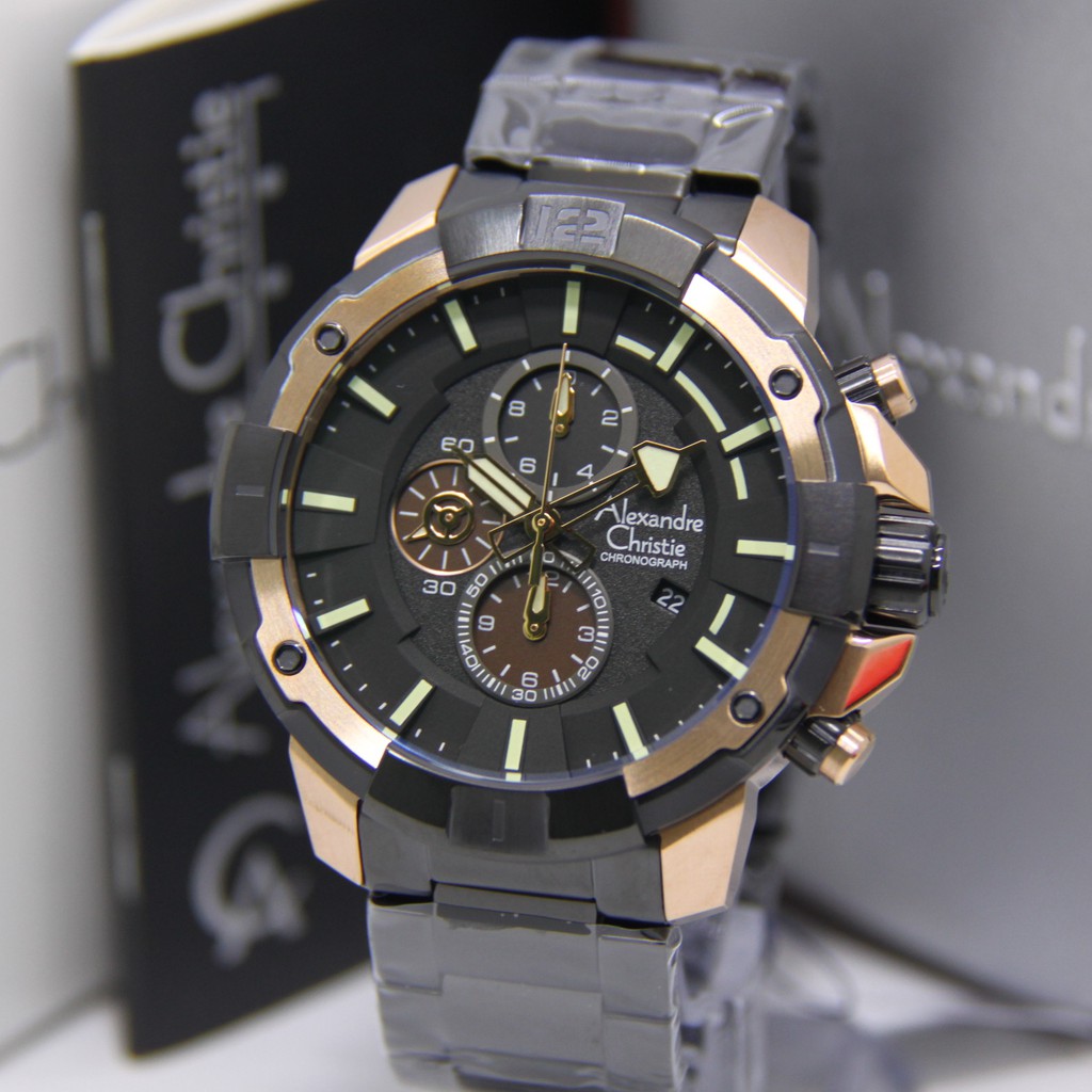 ALEXANDRE CHRISTIE 6551 BLACK ROSEGOLD PRIA ORIGINAL AC6551 AC 6551 JAM TANGAN COWOK ARLOJI COWOK
