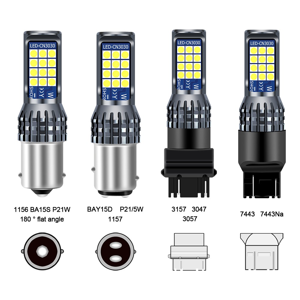 1pcs Lampu Led 24smd Ba15S 1156 T20 7443 Bay15D 1157 3157 P27 / 7w 12v-36v Untuk Sinyal Mundur Mobil