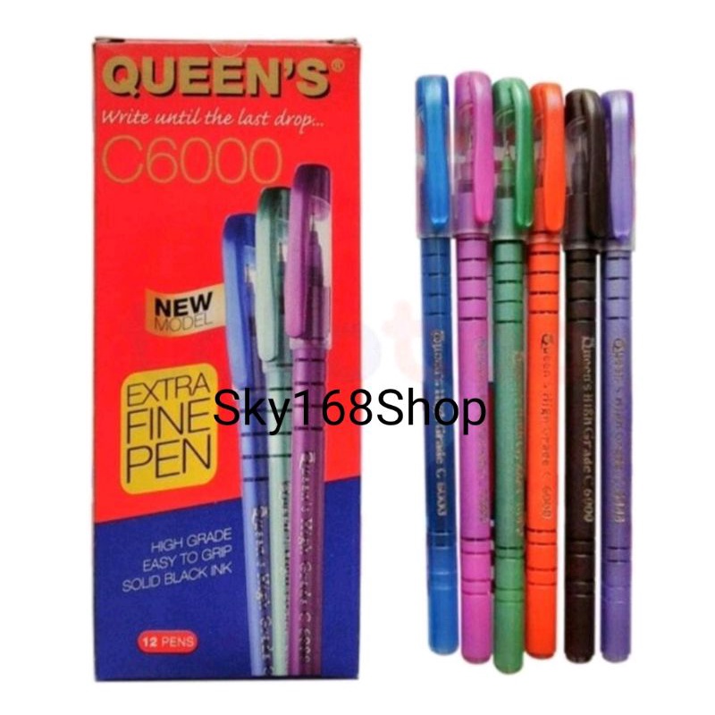 

[1Lusin] Pulpen Faster Queen's C6000 Tinta Warna Hitam