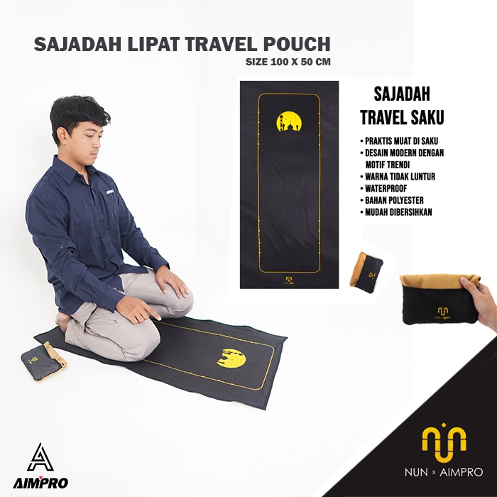 Sajadah Lipat Traveling Black Dome - Sajadah Premium Anti Air