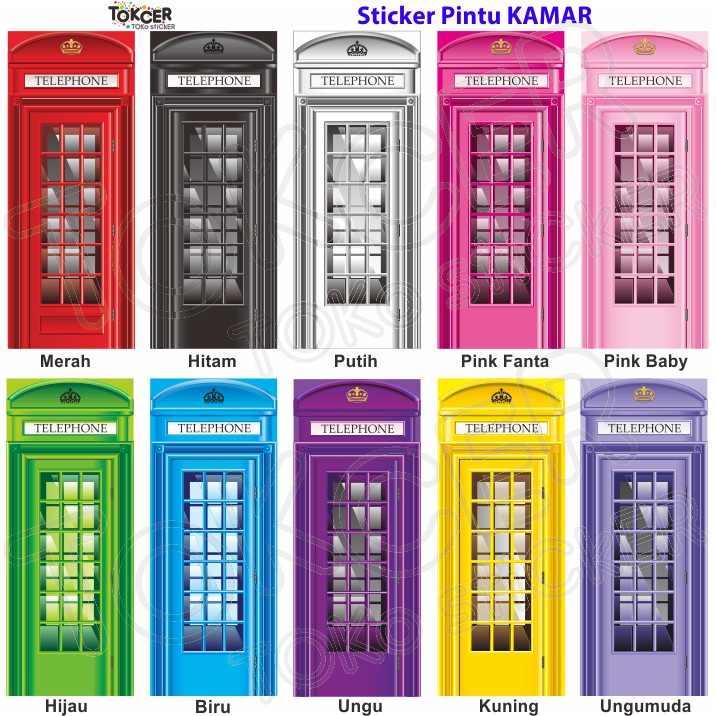 Stiker Pintu Kamar MANDI RED BOX TELEPHONE