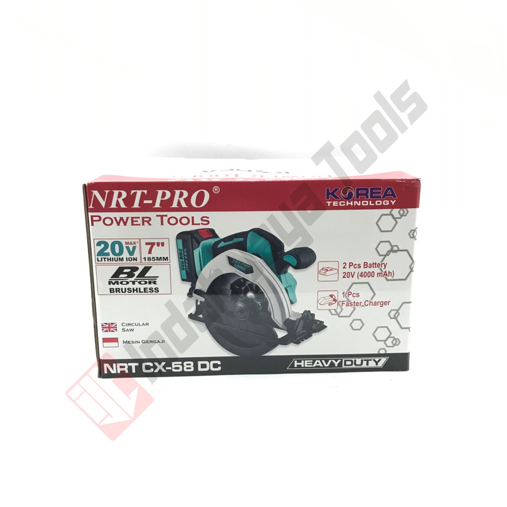 NRT-PRO CX-58 DC Circular Saw Cordless Baterai - Mesin Potong Kayu 7 Inch Charger Batere Brushless