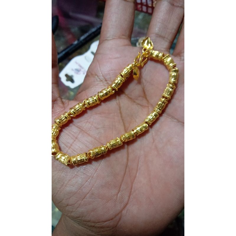 gelang dewasa motif bambu bahan dasar emas muda kadar rendah berat 3gram