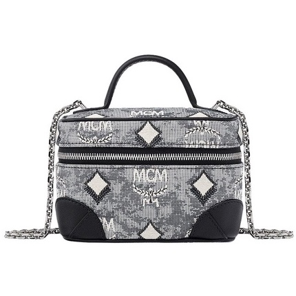 Tas MCM X-Mini Rockstar Vanity Case in Vintage Jacquard Monogram Grey