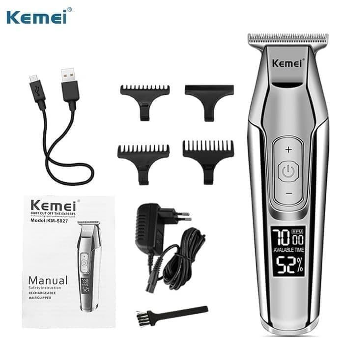 COD MESIN CUKUR RAMBUT HAIR CLIPPER KEMEI KM-5027 Electric Cordless Professioanal Hair Clipper LCD Display / Alat Cukur Rambut Kemei 5027 Hair Clipper Detailer KEMEI KM-5027