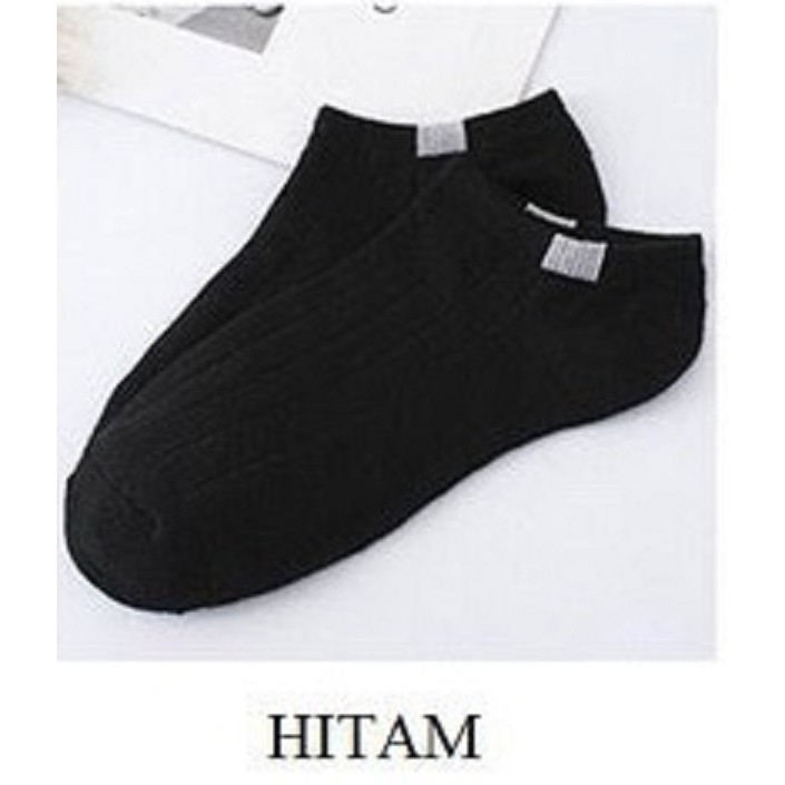 ⭐Bobastore⭐R103 Kaos Kaki Polos 2 Warna Garis Pendek Semata Kaki Kaos Kaki Polos Fashion Ankle Cute Import-HITAM