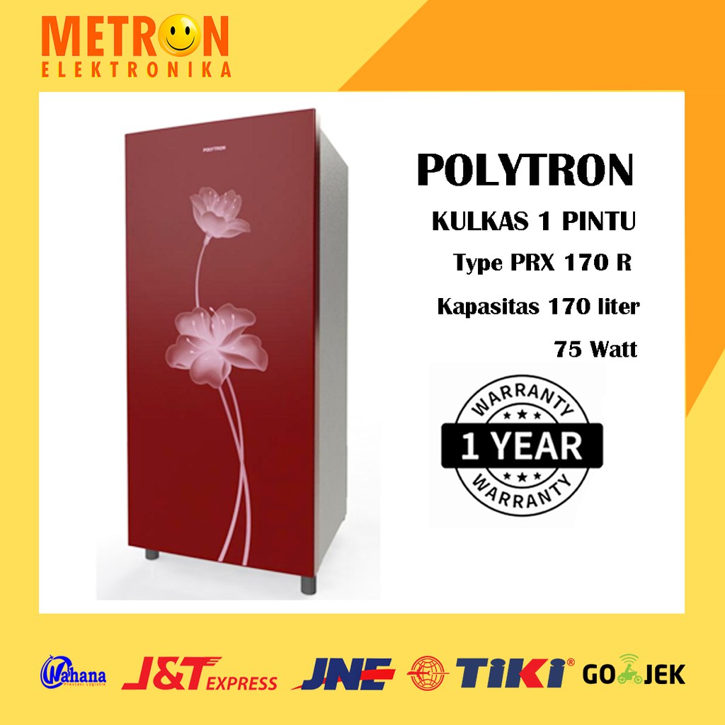 POLYTRON PRX 170 RED METAL KULKAS 1 PINTU 170 LT LITER PRX170