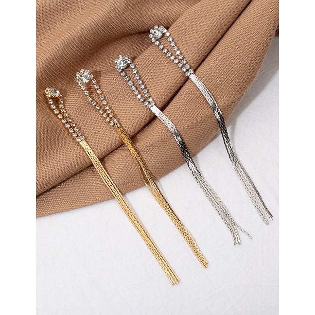 LRC Anting Fashion Gold Diamond Tassel Earrings F4880X