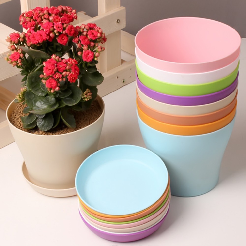 Colorful Decorative Flower Pots Gloss Resin Plant Planter Saucer