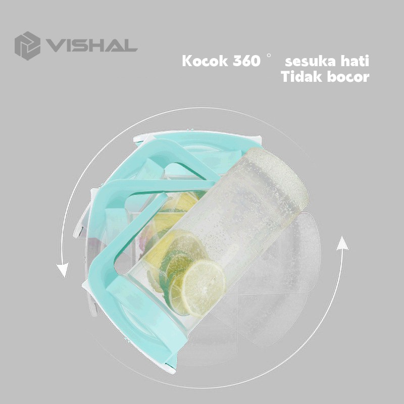 VISHAL Wadah Plastik Dengan 4 Cangkir Cangkir Air Dingin Eskan Air Minum / Teko Plastik VS-29