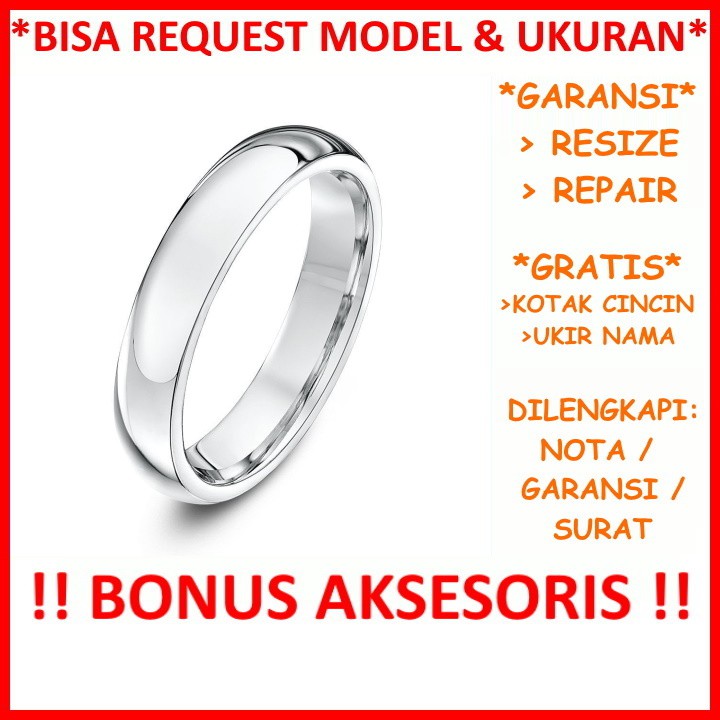 Gratis Ukir Nama Garansi Platina Asli Bisa Pesan Model Cincin Kawin Platinum Pria Nikah Tunangan ID16