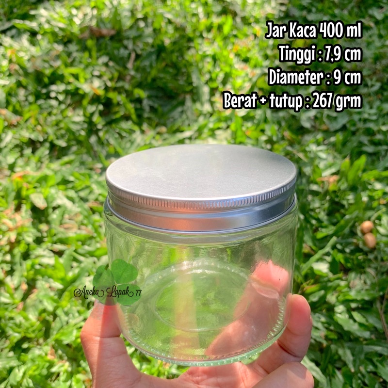 Jar KACA 400 ml Tutup Alumunium Madu Puding Makanan