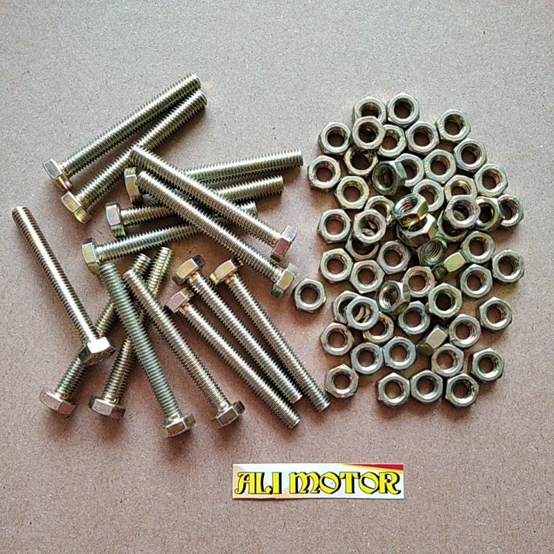 Baut + mur ukuran 10 panjang 5 cm HARGA 1 SET