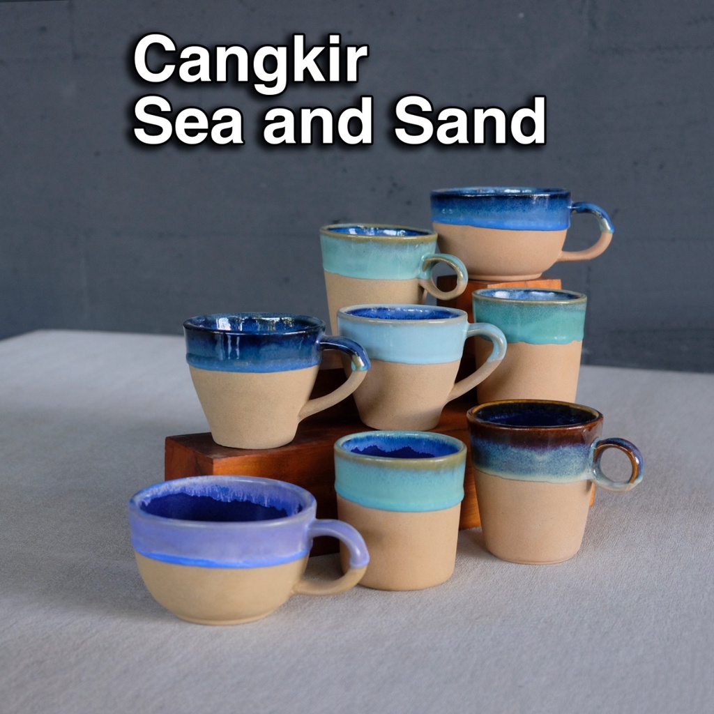  Naruna  Cangkir Keramik Sea Sand Series Include Tatakan 