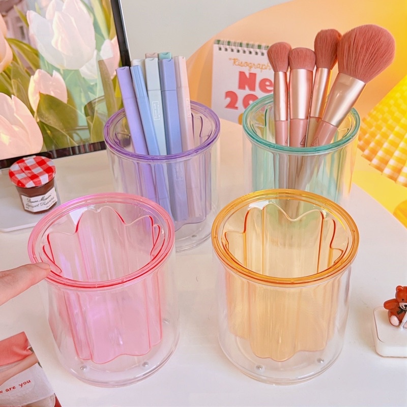 

KENSHO Pen Holder Bening Putar / Tempat Alat Tulis / Clear Desk Set Aesthetic Import Lucu