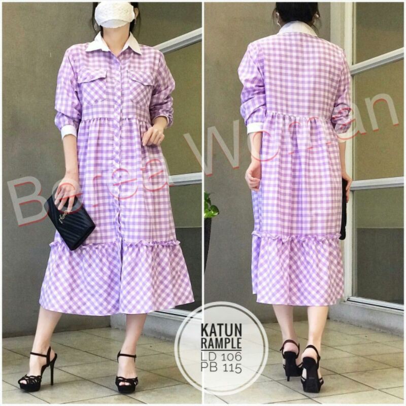 tunik katun kotak lilac series