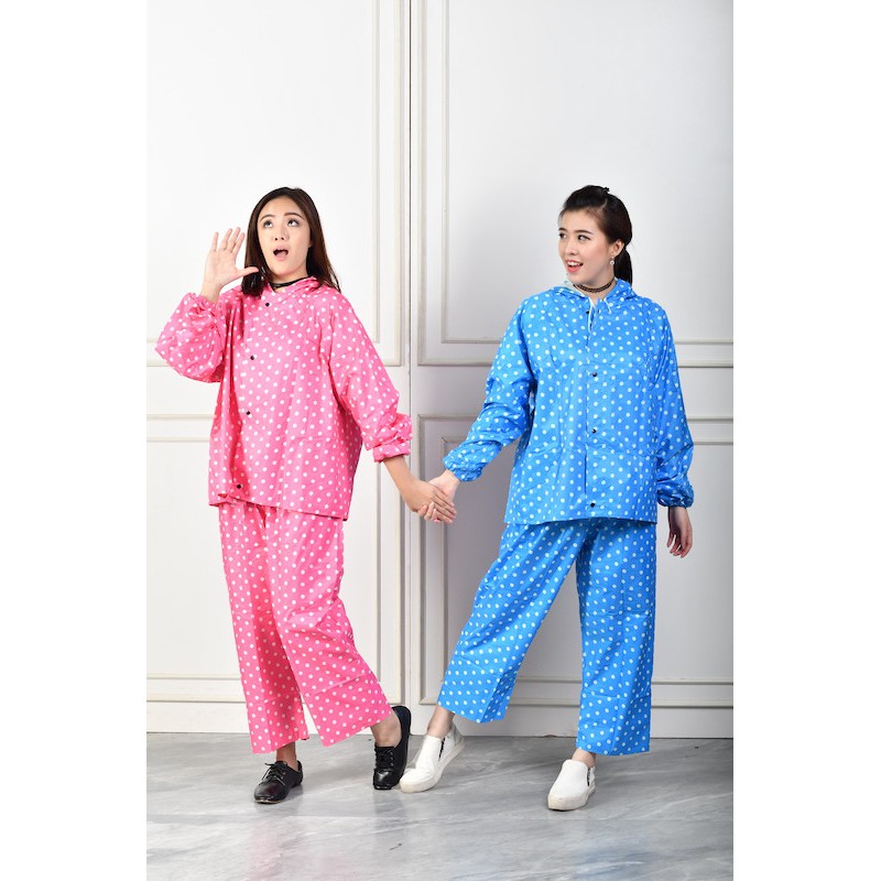 JAS HUJAN STELAN BAJU CELANA POLKADOT CAROL BAHAN PARASUT EXPORT QUALITY