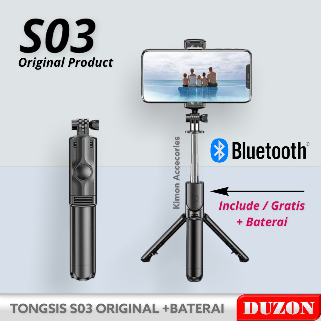 TONGSIS S03 S03S LED BLUETOOTH TRIPOD 3IN1 SELFIE STICK BLUETOOTH REMOTE CONTROL