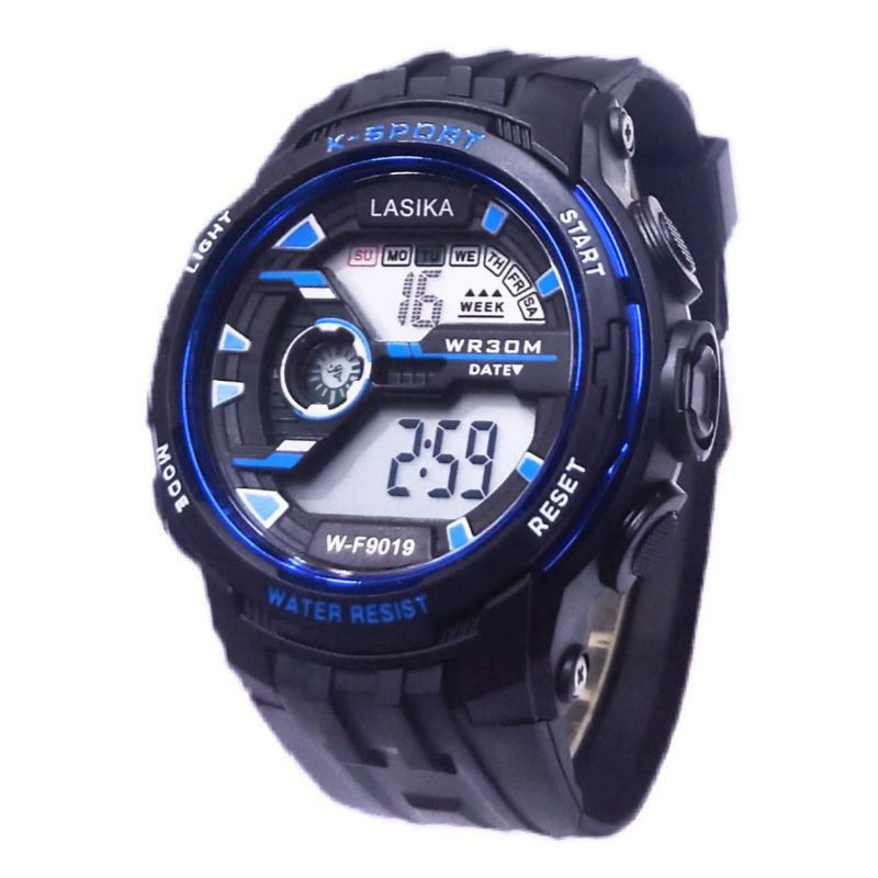 (Cod)Jam Tangan Pria Lasika W-F 9019 Strap Rubber Water Ressist(Dikirim Jakarta)