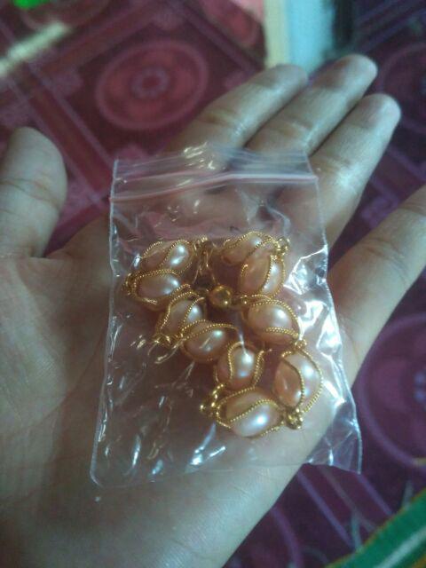 Gelang mutiara air tawar asli peach lapis emas 24k Gelang mutiara air tawar asli peach lapis emas 24k
