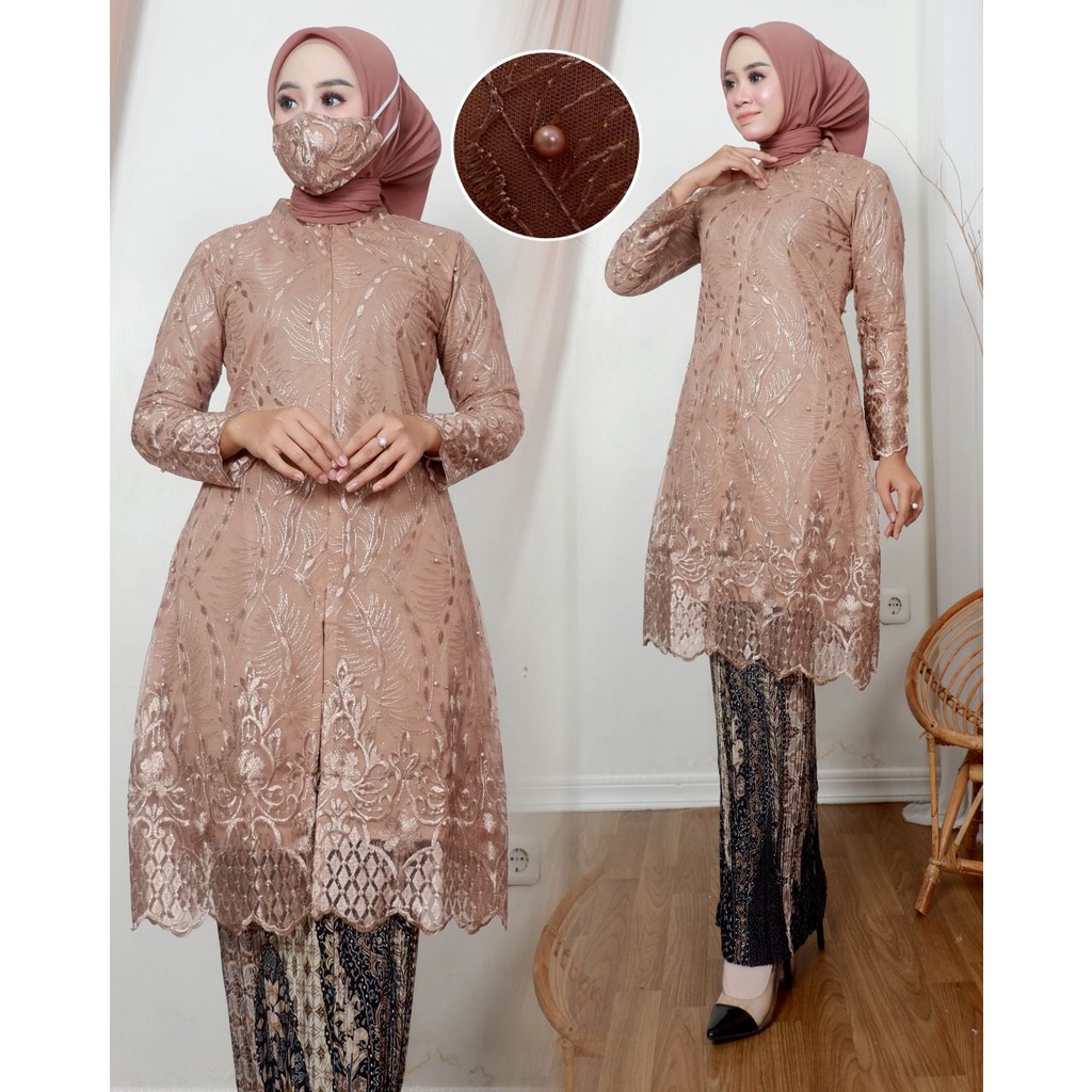 Permata Olshop / Kebaya Tunik Busui Ningrum AD / Tunik Brokat Modern / Kebaya Pesta / Kebaya Busui