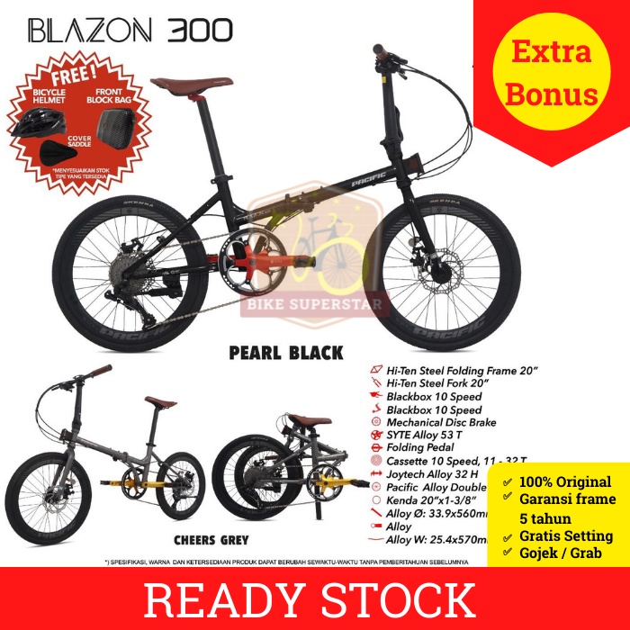 Sepeda Lipat 20 Inch PACIFIC BLAZON 300 10 Speed Rem Cakram Garansi 5 Tahun