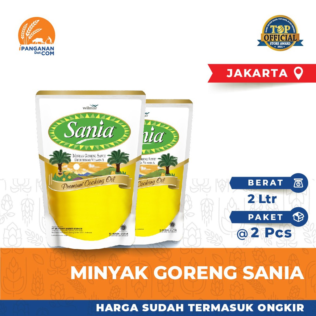 

Minyak Goreng Sania Pouch 2Pack x 2L (Harga + Ongkir)