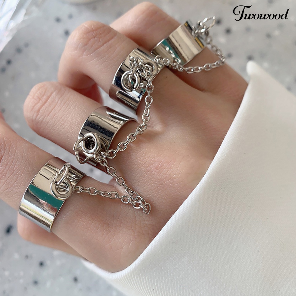 Cincin Rantai Multilayer Adjustable Anti Karat Gaya Punk Hip Hop Untuk Pertunangan