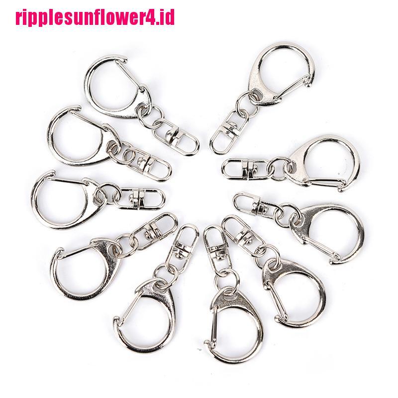 10pcs Gantungan Kunci Split Ring Pendek Warna Silver Polished