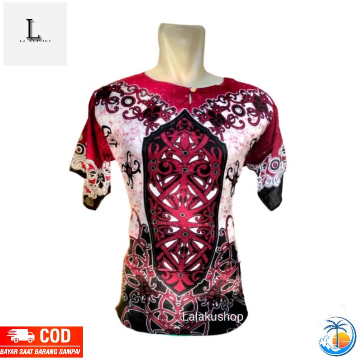 baju pantai motif dayak kalimantan / baju bali/baju etnik wanita/pria (unisex)l