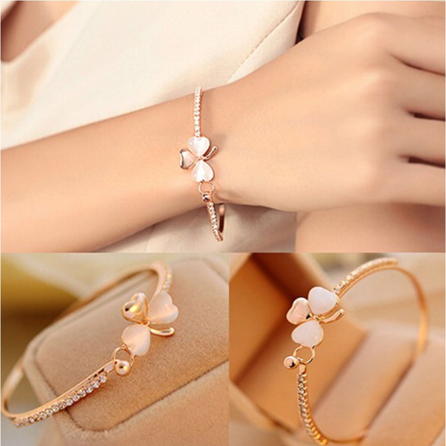 Gelang Wanita S14 BUNGA Clover Semanggi Women Bangle Gaya Korea Fashion Aksesoris Elegan Bracelet