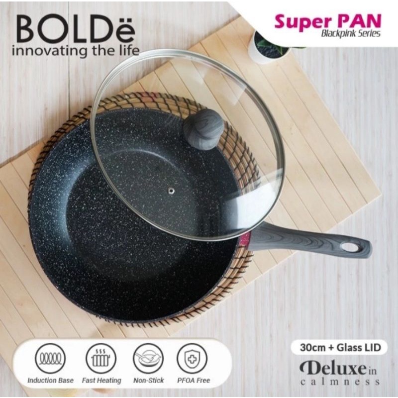 BOLDe Super Pan Wok 30 cm + Glass LID - BlackPink