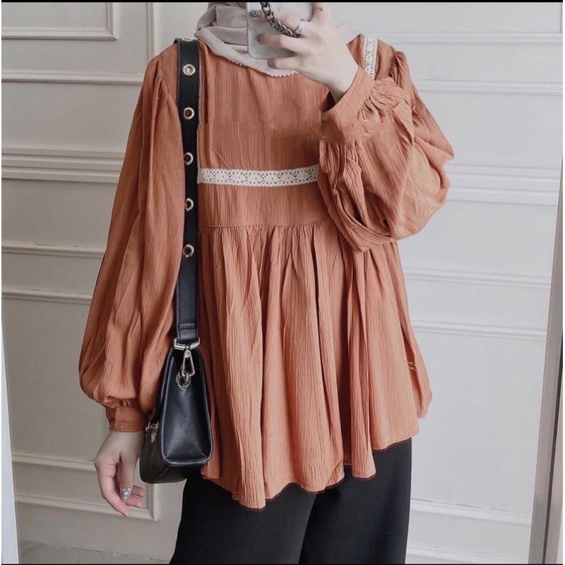 LUSIA BLOUSE CRINCLE KOMBI RENDA