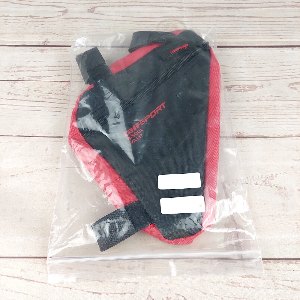 TaffSPORT Tas Sepeda Segitiga Nylon Waterproof - YA187 - Black/Red