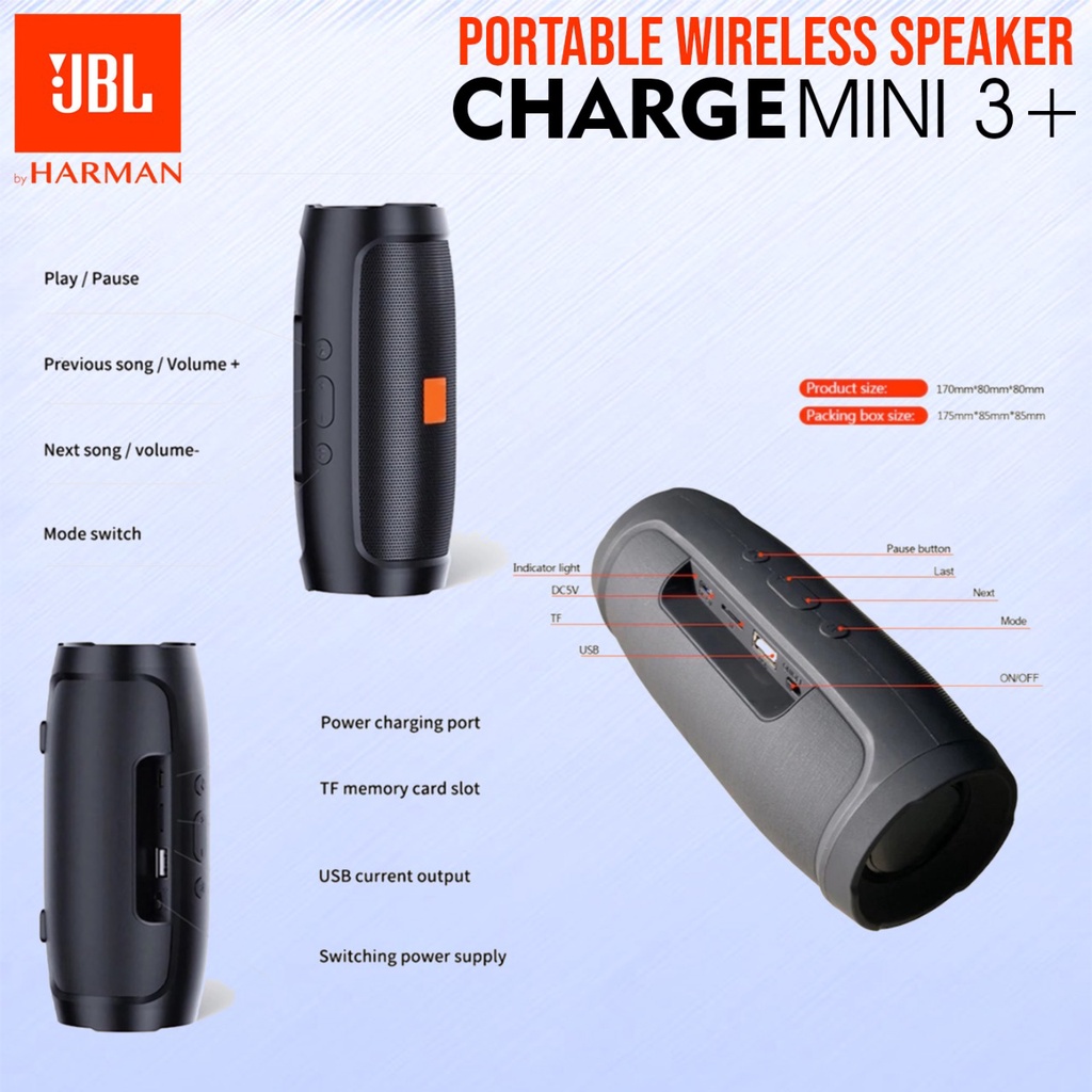 Speaker Bluetooth Charge Mini 3+ Speaker Mini 3+ Speaker Aktif Speaker Portable Speaker Super Bass