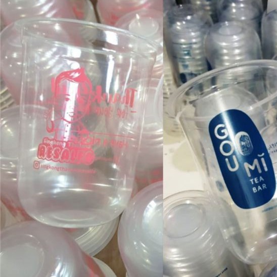 sablon cup gelas plastik oval 16 Oz gramasi 8gr minim @1000cup