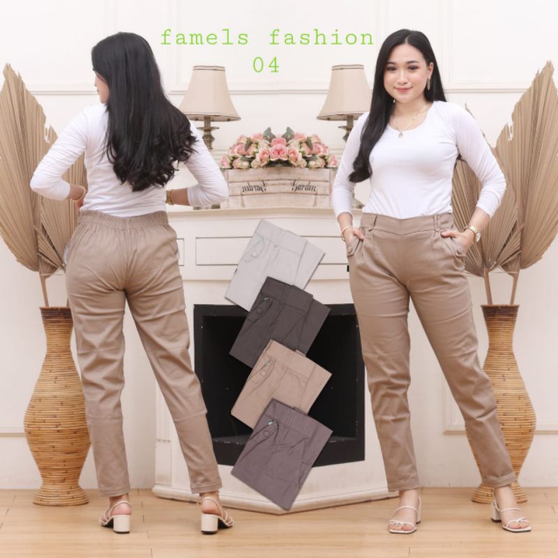 Celana panjang wanita famels / baggy pants twill combed / celana kantor wanita / celana katun twill combed