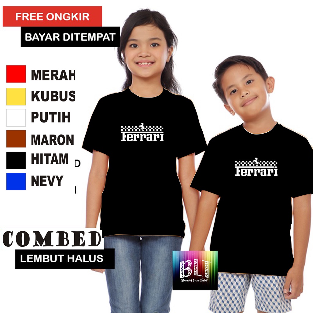 Promo Kaos  Ferari Anak Anak  Lengan Pendek Combed 30S Atasan Anak2 cowok cewek Kaos Murah kaos anak kartun kaos anak anime kaos anak murah kaos anak hits kaos viral