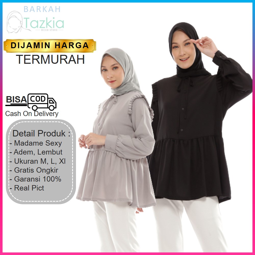 Blouse Casia Baju Blus Blush Blose Bloes Atasan Wanita Lengan Panjang Kekinian Fashion Muslim Korean