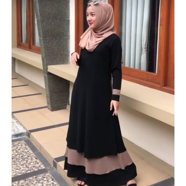 FMOS Ziva Dress Size S ML XL | Varian Mocca | Gamis Syari | Fashion Muslim terbaru | Drees | Maxi Dress | Pakaian Wanita | Gamis | Gamis terbaru-0