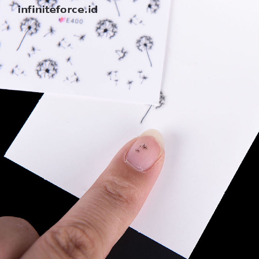 Infiniteforce.id Stiker Decal Transfer Air Motif Bunga Dandelion Terbang Untuk Dekorasi Nail Art / Manicure