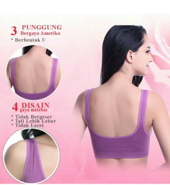 EELIC BRA-86983 Polos Sport Bra Baju Dalam Yoga Senam Aerobic Tanktop