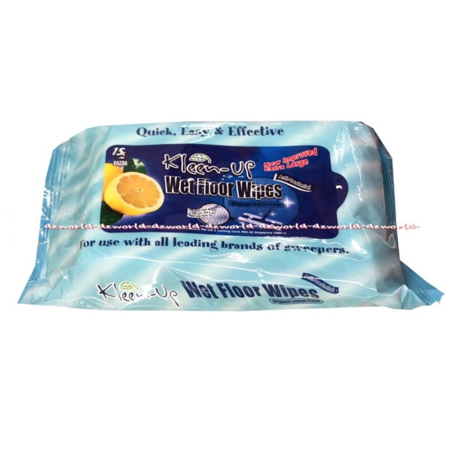 Kleen Up Wet Floor Wipes 15pcs Tissue Basah Untuk Lantai Biru Blue Kleenup Cleanup Kleen-Up Wets Floors Wipe Tisu Basah Untuk Pel Lantai Clean-Up Tissu