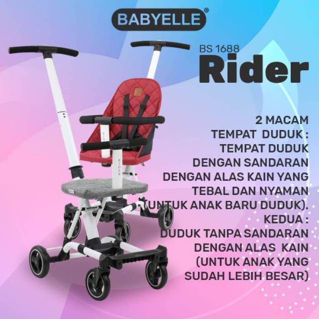 Makassar - Stroller Babyelle Rider Convertible Baby Elle 1688 Board Cabin Size Rider LT 1689