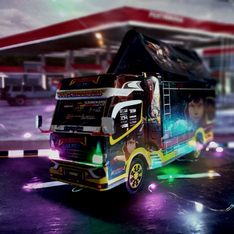 MINIATUR TRUK JUMBO UKURAN 42CM SUDAH LAMPU DAN TERPAL