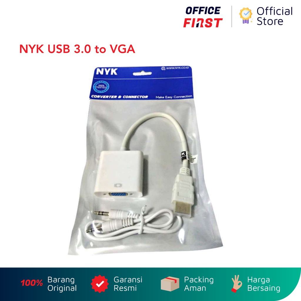 NYK USB 3.0 to VGA Converter Konektor / Kabel Konverter USB 3 ke VGA