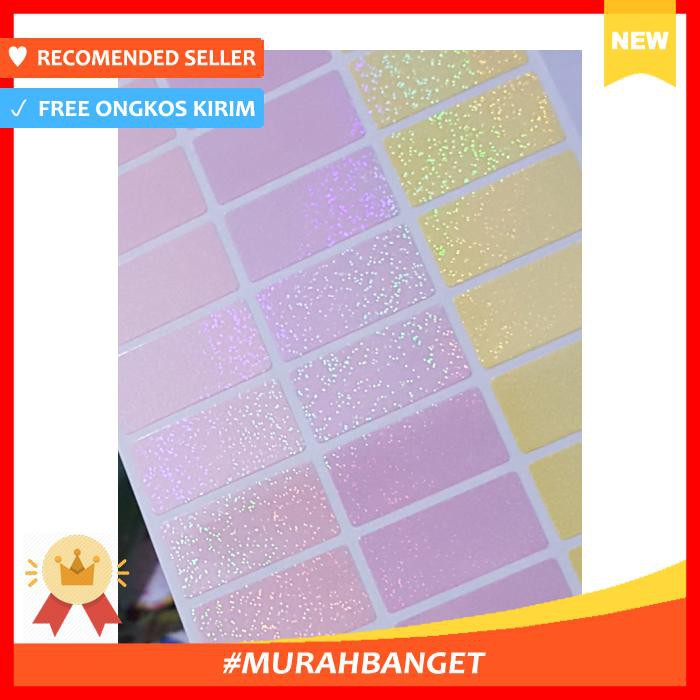 

Stiker - Label Polos 3 Colors Glitter Pink Ungu Kuning Tahan Air Ukuran M - Pengikat & Perekat
