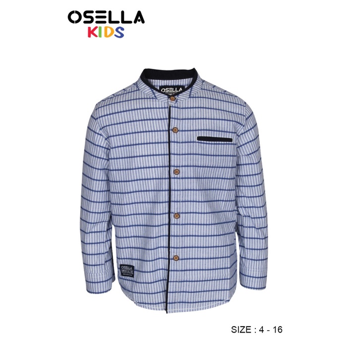 Osella Baju Anak Laki-Laki Kemeja Lengan Panjang Koko Stripe Blue-10