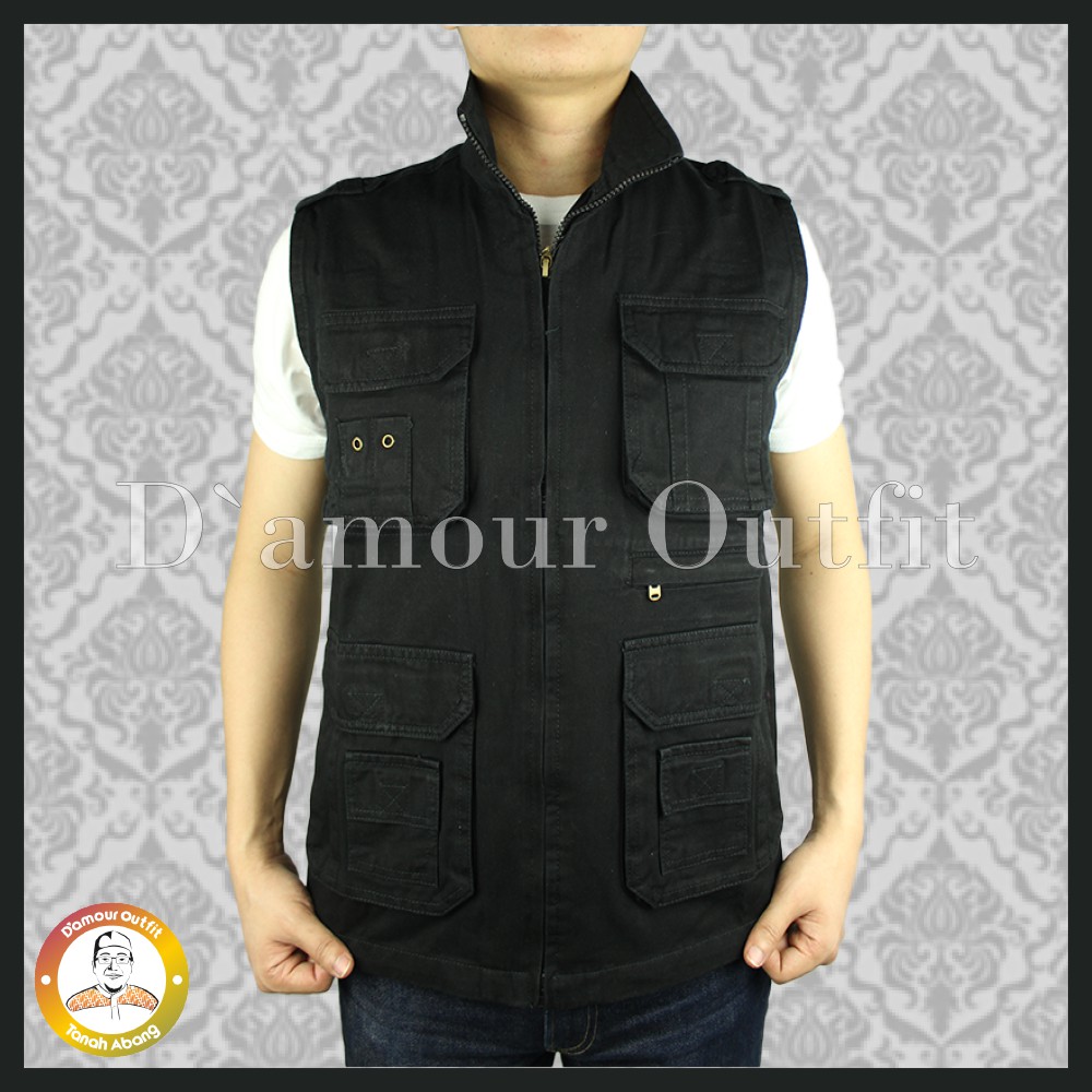 Rompi Outdoor Casual Pria Polos Kanvas Twill Body Vest Gunung Tactical Lapangan Cowo Jaket Cargo Motor Cowok Dewasa Hitam Navy Murah Zoo Keeper K3 Ojol Grab Gojek Relawan Anis Baswedan Jumbo Katun Parasut Rajut Knit Army Anak Anti Air Angin Touring Import