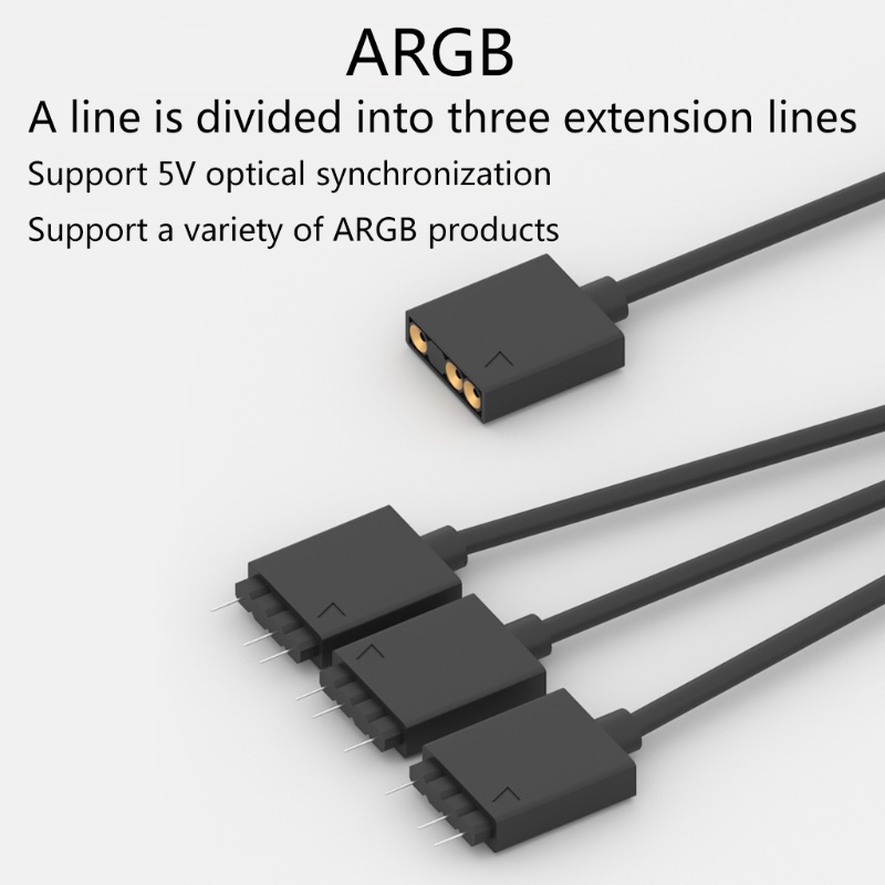 Btsg 1sampai3 RGB ARGB 5V 3Pin ExtensLED Splitter Cable Untuk PC Strip Sync Hub